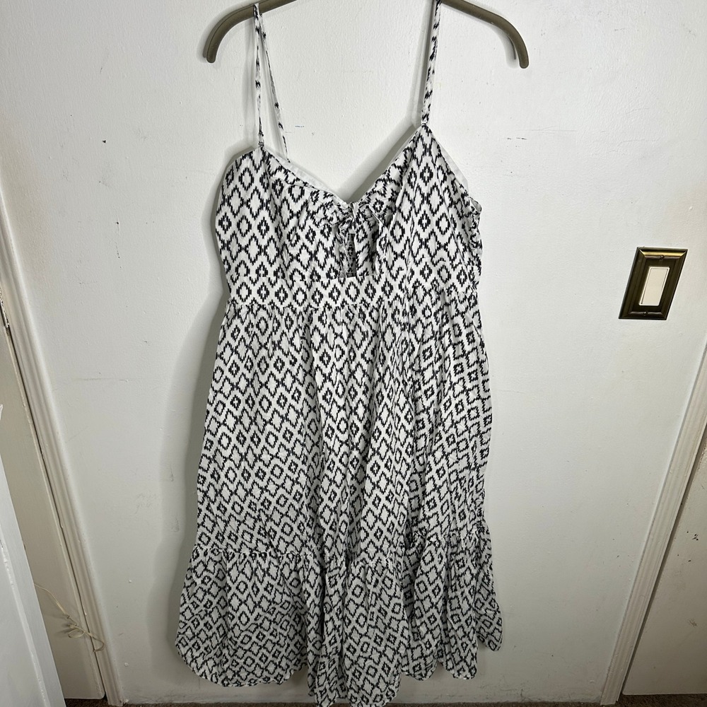 Banana‎ Republic Womens Ikat Diamond Print Smocked Midi Dress Boho Tiered L